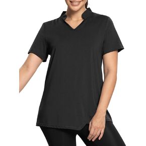 MISS FORTUNE Women's Polo Shirts, Golf V-Neck Workout Tops, Moisture Wicking Ladies Golf Shirt Loose Fit for Tennis Yoga