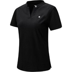 Rdruko Women's Golf Shirts Short Sleeve Dry Fit V Neck Tennis Tops Moisture Wicking Athletic Workout Polo Shirts UPF 50+