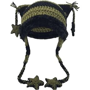 Y2k Beanie Knitted Hat Cute Beanie Hat Cat Beanie Warm Loose Crochet Hat Women in Saudi Arabia