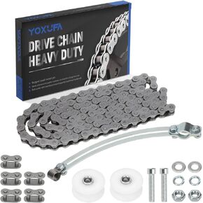 YOXUFA 415H Drive Chain 116 Link + Chain Tensioner Adjuster Kit for 2 Stroke Engine 100cc 80cc Motorized Bike Bicycle 49cc 50cc 60cc 66cc YD100 PK80 Gas Motor Parts Silver