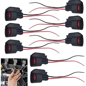Pack-8 Car Fuel Injector Plug, EV6 Pigtail Wiring Harness Socket, Durable Automobile Replacement Accessories, Compatible with Buick Cadillac Chevrolet Dodge Ford (Black)