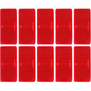 10 Pack Red Self Adhesive Rectangle Reflectors, E9 Approval Road Safety Stick-on Rear Reflectors for Trailer Caravan Truck Lorry or Agricultural Machines