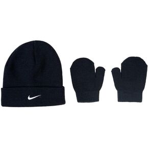Nike Toddler Beanie & Mittens 2-Piece Set – Obsisian – One Size Fits All (2T-4T)