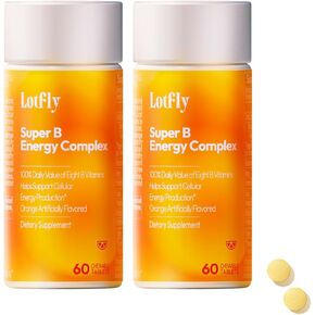 Vitamin B Complex with B1, B2, B3, B5, B6, B7, B9, B12 Taurine–Immune Support, Energy Metabolism and Nervous System – Super B Complex with Blood Orange Powder – 60 Tablets for Men & Women