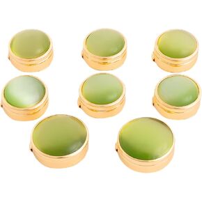 8pcs Shirt Button covers Men Button cover Cats Eye Effect Button cover Dress Shirt and Tux Shirt Accessories Shirt Studs alternatives Birthday Christmas Wedding Gifts(Gold blue)