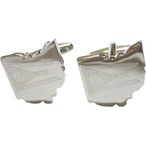 Ohio State Map Shape and Flag Design Cufflinks