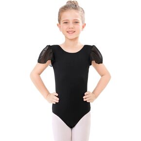 EASTBUDDY Girls Ballet Leotard for Dance Toddler Gymnastics Leotards Ruffle Short Sleeve Bodysuit Outfits 3-12 Years