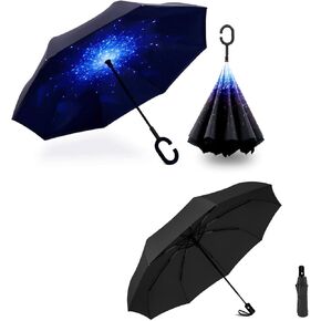 SIEPASA Inverted Upside Down Umbrella Windproof Travel Portable Umbrella