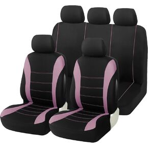 Foneso Car Seat Covers, 100% Breathable with Composite Sponge Inside, Airbag Compatible Universal Fit Accessories Auto for Cars, Trucks, Sedan, Van, SUVs (Red, Full Set)