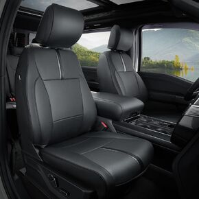 for Ford F150 Seat Covers 2021 2022 2023 2024 2025,Full Set Leather Waterproof Black Trucks Pickup Seat Covers Custom Fit for Ford F150 Accessories,Car Seat Cover for SuperCrew/CrewCab(XL,XLT)