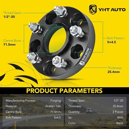 فواصل عجلات YHTAUTO 5x4.5 محور مركزية 1.25 بوصة تناسب YJ TJ XJ SJ MJ ZJ KJ KK Jeep Grand Cherokee، Wrangler، Liberty، فواصل إطارات 5x114.3 مم مع 1/2"-20 مسمار، 71.5 مم محور تتحمل 5 العروة 4 قطع in Saudi Arabia