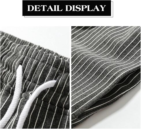Mens Shorts 5" Inseam Casual Stripes Sweat Cotton Jogger Workout Summer Shorts with Pockets in Kuwait