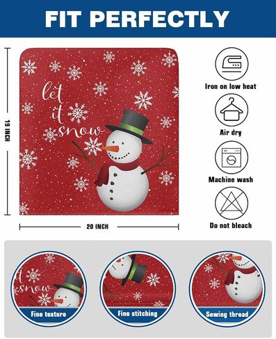 Christmas Chair Back Covers Set of 4 Xmas Winter Xmas Snowman Snowflake Snow Gray Removable Burlap Linen Chair Slipcovers Sets Kitchen Chair Covers for Dining Chairs 20 x 19 Inches in Saudi Arabia