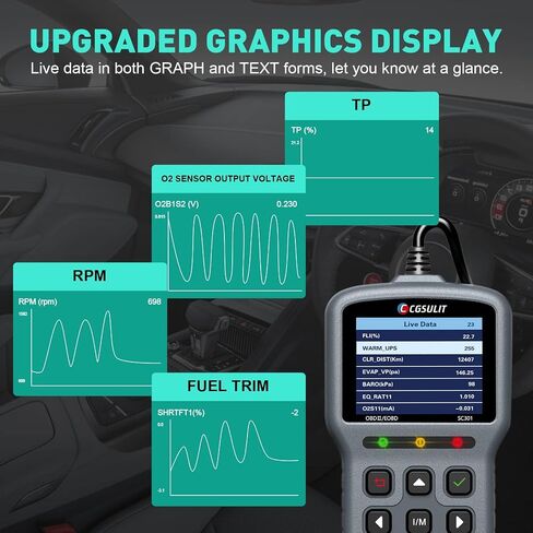 قارئ رمز السيارة CGSULIT SC301 Obd2 ماسح ضوئي مع فحص الضباب الدخاني والتحقق من إعادة ضبط ضوء المحرك، قراءة/مسح رمز الخطأ، البيانات الحية، بحث DTC، اختبار الشاشة على اللوحة، أداة المسح التشخيصي للسيارات بعد عام 1996 in Kuwait
