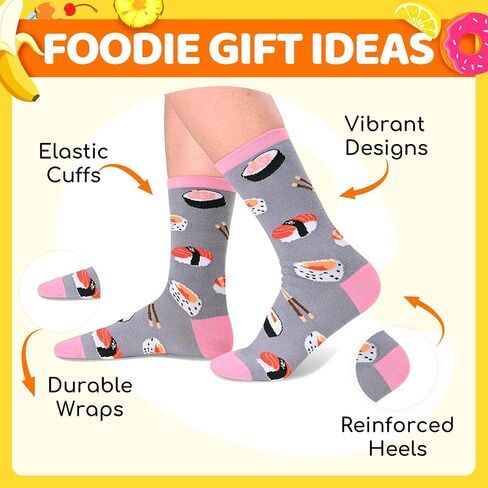 HAPPYPOP Women's Sushi Socks Donut Pickle Gifts - Food Donut Sushi Pickle Socks in Saudi Arabia