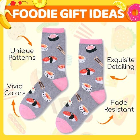 HAPPYPOP Women's Sushi Socks Donut Pickle Gifts - Food Donut Sushi Pickle Socks in Saudi Arabia
