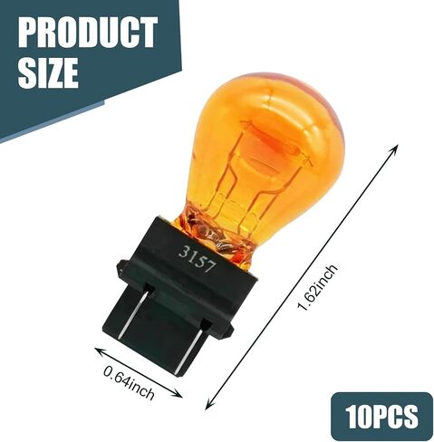 Pack of 10 Car Brake Light Bulb, 3157 Mini Bulb Lighting Replacement Accessory, 12V 21/5W Micro Quartz Glass Double Wire Instrument Light Bulb, Universal for Most Car (Amber) in Saudi Arabia
