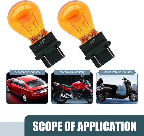 Pack of 10 Car Brake Light Bulb, 3157 Mini Bulb Lighting Replacement Accessory, 12V 21/5W Micro Quartz Glass Double Wire Instrument Light Bulb, Universal for Most Car (Amber) in Saudi Arabia