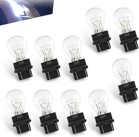 Pack of 10 Car Brake Light Bulb, 3157 Mini Bulb Lighting Replacement Accessory, 12V 21/5W Micro Quartz Glass Double Wire Instrument Light Bulb, Universal for Most Car (Amber) in Saudi Arabia