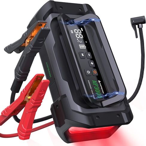 Jump Starter with Air Compressor, 3000A Portable Car Jump Starter with 150PSI Digital Tire Inflator, 12V Car Battery Booster Pack with LED Lighting, LCD Display in Kuwait