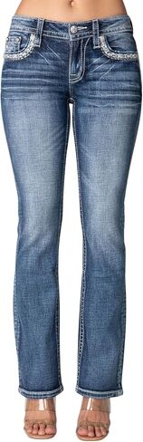 Miss Me Women's Winter Lace Faux Flap Pocket Mid-Rise Bootcut Jeans in Saudi Arabia