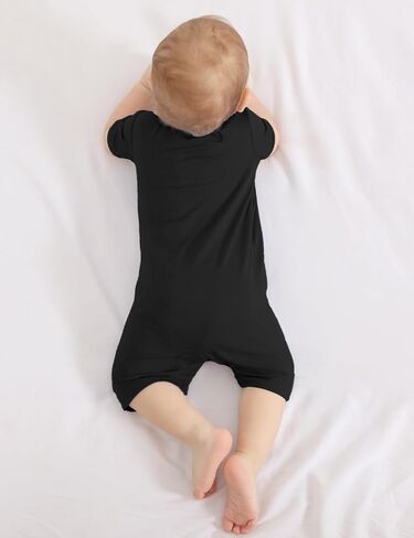 Jimonda Boys Baby Girls Short Sleeve Romper Unisex Baby Footless Pajamas With Viscose 2-Way Zipper Front 3Pcs0-24Months in Saudi Arabia