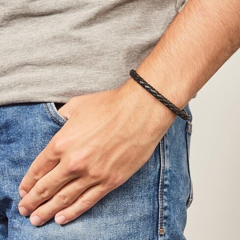 Fossil Men's Leather Bracelet, Color: Brown (Model: JF03323040) in Saudi Arabia