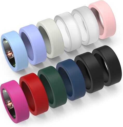 YWXTW [12 قطعة من غطاء الحلقة لخاتم Oura/Samsung Ring، واقي سيليكون ناعم صديق للبشرة ومضاد للخدش متوافق مع Oura Ring 3/4/Samsung Galaxy Ring للرجال/النساء، المجموعة 1 S لـ 6/7/8/9/ 10 in Kuwait
