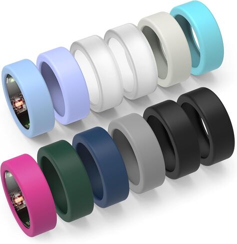 YWXTW [12 قطعة من غطاء الحلقة لخاتم Oura/Samsung Ring، واقي سيليكون ناعم صديق للبشرة ومضاد للخدش متوافق مع Oura Ring 3/4/Samsung Galaxy Ring للرجال/النساء، المجموعة 1 S لـ 6/7/8/9/ 10 in Kuwait