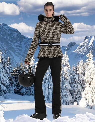 Women's Ski Jacket Snowboard Warm Winter Short Slim Snow Coat Jacket Mountain Windproof Waterproof Insulated Hooded in Saudi Arabia