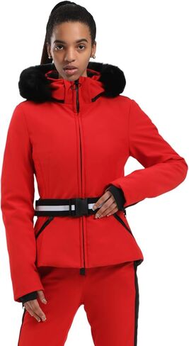 Women's Ski Jacket Snowboard Warm Winter Short Slim Snow Coat Jacket Mountain Windproof Waterproof Insulated Hooded in Saudi Arabia