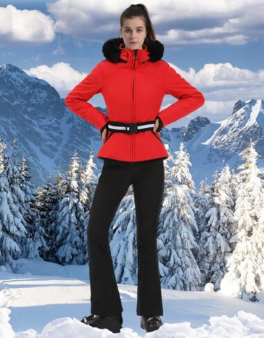 Women's Ski Jacket Snowboard Warm Winter Short Slim Snow Coat Jacket Mountain Windproof Waterproof Insulated Hooded in Saudi Arabia