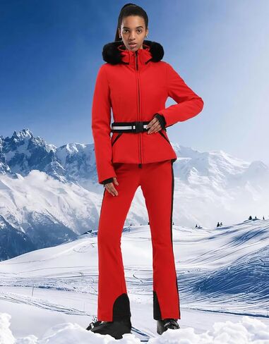 Women's Ski Jacket Snowboard Warm Winter Short Slim Snow Coat Jacket Mountain Windproof Waterproof Insulated Hooded in Saudi Arabia