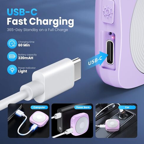 ضوء أمان LED مع إنذار بصوت عالٍ 130 ديسيبل، مشبك على أضواء الجري القوية للعدائين، ضوء تشغيل USB-C مع 3 أشرطة قابلة للتعديل، معدات جري عاكسة عالية الوضوح للكلاب والدراجة والمشي باللون الأسود in Kuwait