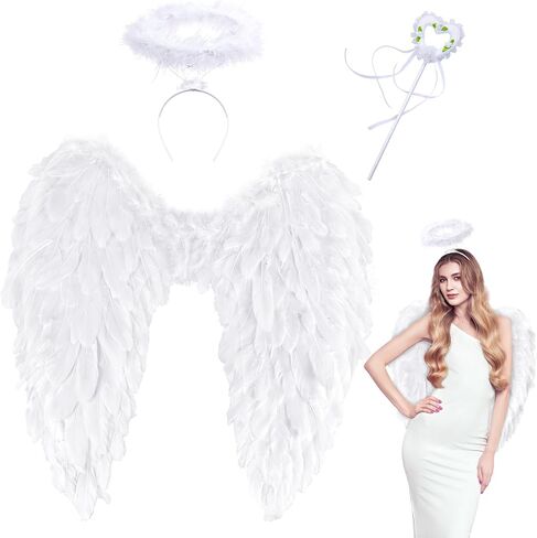 Angel Wings and Halo, Angel Costume for Woman Girls Kids Teens Angel Accessories for Halloween Party Cosplay in Saudi Arabia