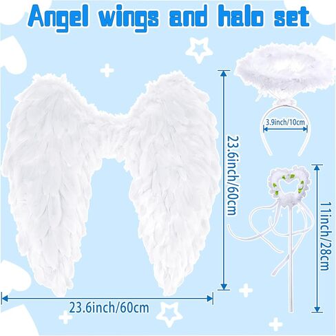Angel Wings and Halo, Angel Costume for Woman Girls Kids Teens Angel Accessories for Halloween Party Cosplay in Saudi Arabia