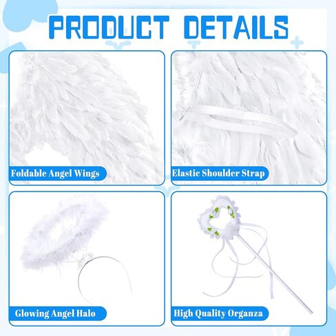 Angel Wings and Halo, Angel Costume for Woman Girls Kids Teens Angel Accessories for Halloween Party Cosplay in Saudi Arabia