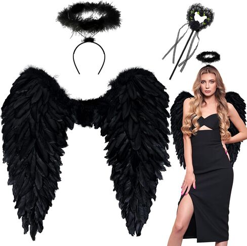 Angel Wings and Halo, Angel Costume for Woman Girls Kids Teens Angel Accessories for Halloween Party Cosplay in Saudi Arabia