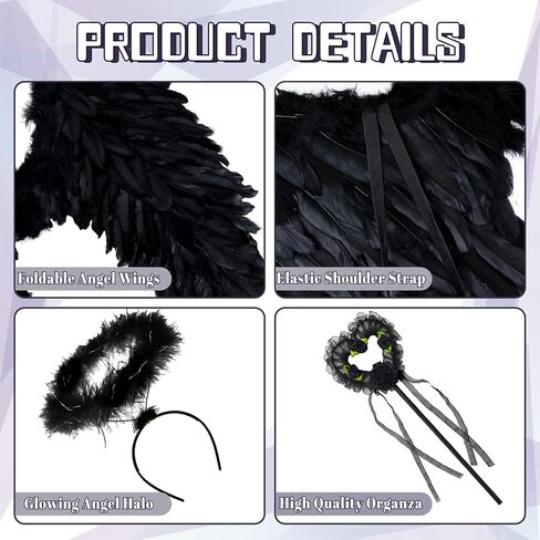 Angel Wings and Halo, Angel Costume for Woman Girls Kids Teens Angel Accessories for Halloween Party Cosplay in Saudi Arabia