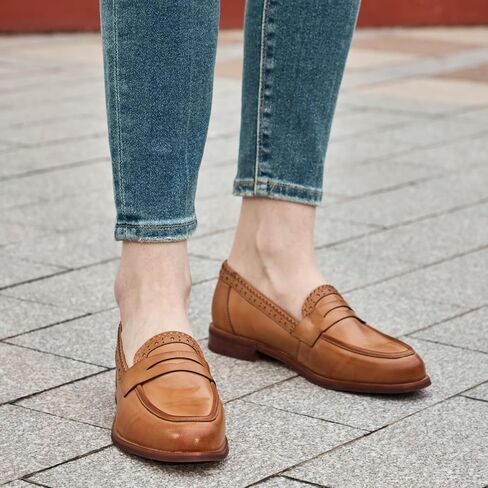 BEAU TODAY Penny Loafers for Women, Leather Loafers Women, Comfortable Slip-on Loafers for Women, Dressy Loafer Flats Casual Business Office Work Shoes in Saudi Arabia