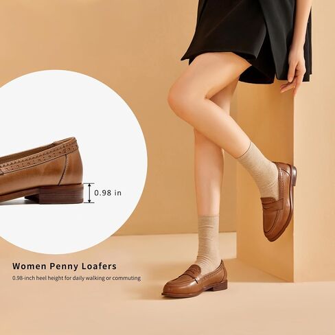 BEAU TODAY Penny Loafers for Women, Leather Loafers Women, Comfortable Slip-on Loafers for Women, Dressy Loafer Flats Casual Business Office Work Shoes in Saudi Arabia