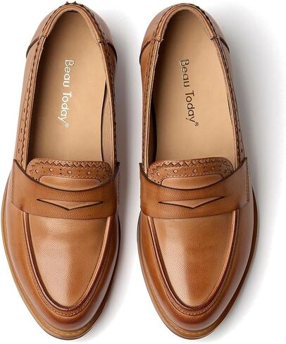 BEAU TODAY Penny Loafers for Women, Leather Loafers Women, Comfortable Slip-on Loafers for Women, Dressy Loafer Flats Casual Business Office Work Shoes in Saudi Arabia