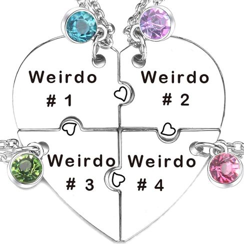 Heart Bff Necklace for 3,Best Friend Necklaces Set of 4,Weirdo 1 Weirdo 2 Weirdo 3 Weirdo 4 Necklace, Stainless Steel Sister Friendship Jewelry in Saudi Arabia