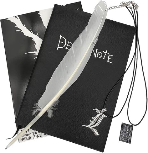 4 PCS Set Notebook L Necklace Book Chain Feather Pen Anime Accessories in Saudi Arabia