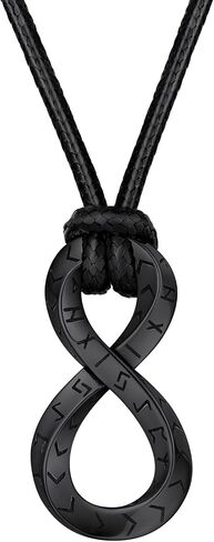 قلادة FaithHeart Norse Viking Rune مع سلاسل حبل من الجلد/الفولاذ المقاوم للصدأ قابلة للتعديل للرجال والنساء، هدية مجوهرات تميمة عتيقة مع صندوق رقيق in Saudi Arabia