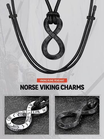 قلادة FaithHeart Norse Viking Rune مع سلاسل حبل من الجلد/الفولاذ المقاوم للصدأ قابلة للتعديل للرجال والنساء، هدية مجوهرات تميمة عتيقة مع صندوق رقيق in Saudi Arabia