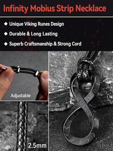 قلادة FaithHeart Norse Viking Rune مع سلاسل حبل من الجلد/الفولاذ المقاوم للصدأ قابلة للتعديل للرجال والنساء، هدية مجوهرات تميمة عتيقة مع صندوق رقيق in Saudi Arabia