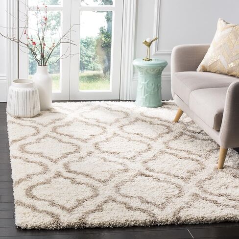 SAFAVIEH Hudson Shag Collection Runner Rug - 2'3" x 6', Grey & Ivory, Moroccan Design, Non-Shedding & Easy Care, 2-inch Thick Ideal for High Traffic Areas in Living Room, Bedroom (SGH284B) in Saudi Arabia