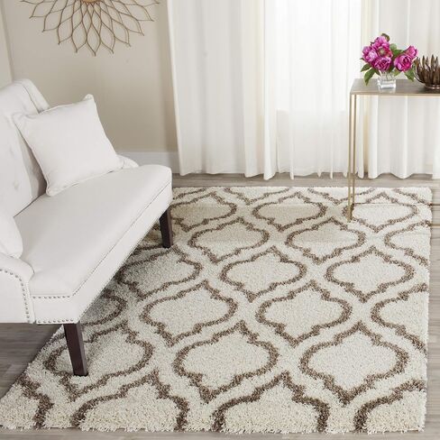 SAFAVIEH Hudson Shag Collection Runner Rug - 2'3" x 6', Grey & Ivory, Moroccan Design, Non-Shedding & Easy Care, 2-inch Thick Ideal for High Traffic Areas in Living Room, Bedroom (SGH284B) in Saudi Arabia