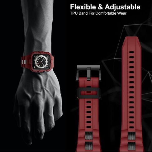GELISHI Bands Compatible for Apple Watch Band 45mm 44mm 42mm, Men Sport Rugged Band with Protective Case for Watch Series 9 8 7/Series 6 SE 5 4 3, Blue in Kuwait